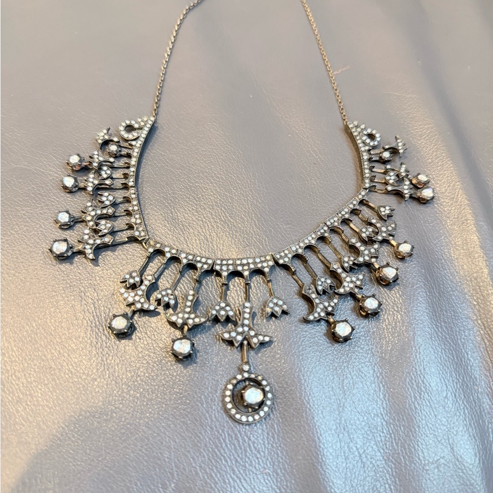 Elegant Antique Rose Cut Diamond Statement Necklace